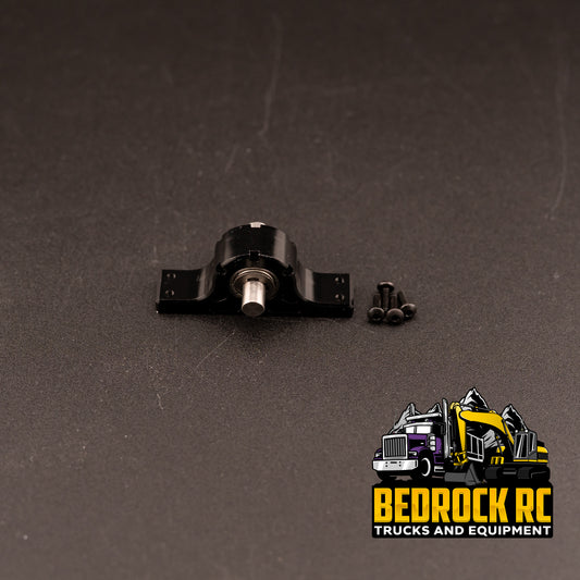 Lesu 1/14 carrier bearing mounts installed under frame to improve driveshaft angle for long chassis or drop axle RC trucks.